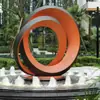 Acero Inoxidable Luminoso Escultura Circular Superficie de Espejo Hueco Agua Corriente Luna Cuadrado Creativo Spray Puerta Paisaje