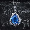 Nuevo collar de lujo con topacio azul suizo con incrustaciones de diamantes y gota de agua en forma de pera, colgante de aguamarina de imitación de gran quilates.