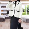 Cárdigan Corto de Punto Estilo Francés Modelo Nuevo 2026 con Ribete, Suéter Estilo Chanel para Mujer, Cuello Polo, Talla Petite, Otoño e Invierno