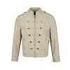 Estilo Palacio Chino Retro Lavado Desgastado Desconstruido Mezclilla Lona Ropa de Trabajo Chaqueta Corta Cuello Alto