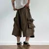 Marca de Streetwear Americana de Moda Pantalones Cortos Cargo Multibolsillos para Hombre Verano Nuevos Sueltos Versátiles Casual Rectos de Siete Puntos