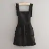 Delantal moderno de estilo coreano con volantes para uso en la cocina, resistente a las manchas y a la suciedad, con estampado de logotipo, adecuado como ropa de trabajo para salón de uñas para mujeres