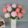 Rosas artificiais para decoração de casa, arranjos de casamento, arranjos florais, arte em tecido, flores artificiais, arte floral de mesa, ramos de rosas com borda queimada