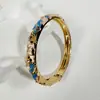 Yongge Jewelry Pulsera de Esmalte Transfronteriza Europea y Americana para Mujer Moderna Colorida Geométrica Rayada de Puntos Filigrana con Borde Dorado Accesorio de Mano