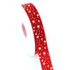 Cinta de Terciopelo de 2.5 cm con Estampado Dorado para Decoración Navideña, Caja de Regalo Festiva, Envoltura de Regalo Navideño, Cinta Roja