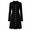 Vestido de punto con volantes de contraste en blanco y negro para mujer, minivestido de solapa de manga larga Shein, vestido de línea A estilo Chanel