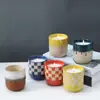 Vela Perfumada Ámbar Taza de Cerámica Aire Fresco Ecológica Cera Vegetal a Prueba de Humedad Sándalo Lavanda Jazmín Fragancia