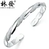 Pulseira de prata entrelaçada Amor S990 Prata de Lei Feminina Aberta prata de lei Japonês e Coreano presente de aniversário Lin FA joias de prata