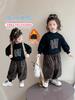 Conjunto de Otoño e Invierno para Niñas 2025 Nuevo Sudadera de Felpa con Letras Pantalones Gruesos con Estampado de Leopardo Conjunto de Dos Piezas Moda de Invierno para Niños