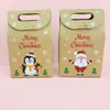 Caja de dulces navideños transfronteriza nueva bolsa de papel de copo de nieve de papel Kraft caja de dulces embalaje portátil bolsa de regalo para dulces al por mayor