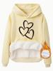 Suéter de estación independiente europea y americana de eBay para mujer Otoño e Invierno con forro polar Suéter con capucha en stock Forma de corazón Combinación con todo Casual Camisa de manga larga para mujer