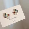 Arte de pintura al óleo francés joyería pintada pequeños aretes de mariposa aretes de diseño nicho aguja de plata s925 aretes de flores marea