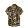 Camisa hawaiana transfronteriza impresión 3D patrón de leopardo elástica en cuatro direcciones cómoda casual manga corta suministro directo de fábrica