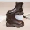 Botas Martin 2026 outono e inverno novas botas curtas infantis, botas de couro acolchoadas para meninas, botas de neve para crianças de médio e grande porte, botas versáteis