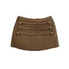 Falda Mini de Lana Gris Oscuro Clásica de Alta Resistencia para Mujer, Diseño de Ojal de Botón de Nicho, Estilo Chica Picante, Elegante Falda Bodycon de Línea A