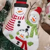 Calcetines de Navidad Tejidos Bordados Dibujos Animados Papá Noel Muñeco de Nieve Reno Bolsa de Dulces Decoración de Árbol de Navidad Adorno Colgante para Regalo
