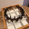 Diadema de Perlas Estilo Francés de Lujo Ligero de Corona Alta para Mujer con Dientes, Diadema de Moda de Tela con Cristales, Accesorio para el Cabello de Gama Alta que No Aprieta