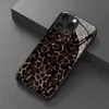 Estojo de Vidro Temperado de Luxo com Estampa de Leopardo para Celular Apple 13/14 Pro Max, Capa Personalizável de Acordo com Seu Design