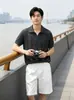 Suéter de Tricô Lindo e Moderno Masculino 26 Chegada Nova de Verão Gola Lapela Costela Vazado Manga Curta Estilo Old Money Camiseta Casual Feminina