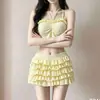 Traje de Baño Dulce de Arroz Glutinoso de Dos Piezas para Mujer con Falda de Pastel, Conjunto de Dos Piezas Adelgazante para Niñas Jóvenes, Ropa de Baño Dulce para Chicas