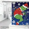 Bestseller transfronterizo de Amazon: Cortina de ducha verde del Grinch, cortina de ducha impermeable de pongee con estampado digital de dibujos animados