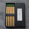 Cabeza de Ciervo Verde Creativa Palillos de Bambú para el Hogar Cuadrados 5 Pares de Vajilla para el Hogar Palillos Naturales de Gama Alta Estilo Chino Estilo Nuevo