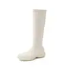 Botas Altas Elásticas Casuales de 4 cm para Mujer, Botas Ajustadas para Otoño, Nuevas con Cremallera Lateral, Punta Redonda, Cómodas, Altas por Encima de la Rodilla para Mujer