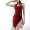 Hua Ying Sexy Sex Uniforme para Mujer Caliente Cheongsam Clásico Vintage Bordado Abertura Pijama Ropa Interior Deseo Puro 1654