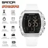 Popular Reloj Electrónico Sanda con Forma de Barril y Pantalla Única, Despertador Impermeable, Reloj de Pulsera para Estudiantes, Reloj Multifuncional con Esfera Grande, Dropshipping