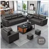 Sofá de oficina de cuero combinación de mesa de centro traje simple moderno recepción sala de recepción de negocios cuero artístico de gerente tres personas