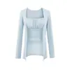 Conjunto de Dos Piezas para Mujer: Chaleco Interior de Tirantes Cortos con Almohadilla en el Pecho Plisada de una Sola Línea Estilo Pura Pasión + Cárdigan de Manga Larga