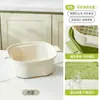 Novo Escorredor de Camada Dupla Bacia de Lavagem Doméstica para Cozinha Cesta de Armazenamento de Frutas e Legumes Plástico Espessado Cesta de Legumes com Filtro de Água Lavagem de Frutas