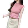 Camiseta Casual Tricô de Manga Curta Picante Tendência Verão Fina Petite Slim-Fit Sem Mangas para Mulheres