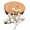 Prato de flor folha de pérola fivela de diamante galho ramo de pinho pingente diy material feito à mão adorno de cabeça acessórios de cabelo liga