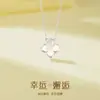 Encuentro Afortunado Collar de Trébol de Cuatro Hojas de Plata S925 para Mujer, Cadena para Clavícula con Colgante de Flor de Concha Blanca de Lujo Ligero, Regalo de San Valentín