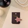 Grampo de Cabelo Estrela Rosa com Strass Super Brilhante, Grampo Luxuoso e de Alta Qualidade para Franja, Presilha de Metal com Strass Totalmente Incrustado