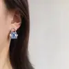 Pendientes de Bolso Coreanos Nuevos de Diamante Completo para Mujer, Modernos, Sencillos, Súper Brillantes, Pendientes Geométricos Compactos, Pendientes Exquisitos de Nicho