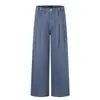 Calça de trabalho reta estilo retrô americano 11KN, unissex, corte solto, versátil, com cintura ajustável e design de perna larga plissada para um look casual