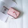 Monedero con forma de corazón para niña, tarjetero de cuero PU corto para mujer, multifuncional con cremallera, 80% de descuento, monedero con botón a presión, diseño transfronterizo de color en contraste