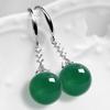 Nuevos Aretes de Moda Elegantes de Celebridad de Internet de Corea del Sur con Baño de Plata 925 Largos de Moda con Simulación de Jaspe Verde Hotan