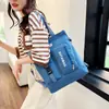 Bolsa de Lona Simple con Letra para Mujer, Versátil Bolsa Grande de Capacidad para Tutorías, Mochila Escolar para Estudiantes, de un Hombro y de Doble Hombro