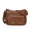 Bolso Nuevo para Mujer Bolso de Mamá Multibolsillo Textura de Cuero Suave Simple y Generoso Bolso de Hombro Cruzado para Mujeres de Mediana Edad