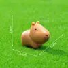 Paisagem em miniatura com um chapéu de folha de lótus fofo, figura de capivara, decoração de jardinagem, ornamento DIY, pequena peça decorativa
