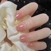 Gentle Jelly Nude Gradient Fine Flash French Short Armor 24 peças Leve Armadura de Mão Macia Armadura de Unhas Postiças