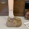 Zapatos de mujer estilo Birkenstock de cuero genuino, suela gruesa, que aumentan la altura, de punta dividida, colección otoño 2026, versátiles Mary Jane planos y mocasines