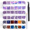 Celebridad de Internet Popular Set de 12 Cuadrículas Decoración Manicura Mascota Lentejuela Perla Resina Accesorios Diamantes de Imitación Herramientas Mixtas Venta al por Mayor