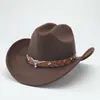 Chapéus de Comércio Exterior Transfronteiriço para Homens e Mulheres, Chapéus de Cowboy Ocidentais, Acessórios de Cabeça de Touro, Chapéus de Feltro, Chapéus de Lã Estilo Étnico, Chapéus Panamá