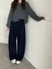 Pantalones Curvos con Caída Estilo Coreano 2026 para Mujer, Pantalones Deportivos Rectos de Pierna Ancha Adelgazantes de Cintura Alta Nuevos para Otoño e Invierno, Forrados de Felpa