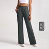 Athena lulu Calças Largas Esportivas Femininas Lavagem de Areia Modal Calças Retas Largas Cintura Alta Calças para Corrida Fitness