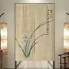 Cortina de Puerta Retro China Estilo Zen Tela Cortina Parasol Dormitorio Sala de Té Cortina de Tela Divisoria Estilo Antiguo Baño Cortina Media